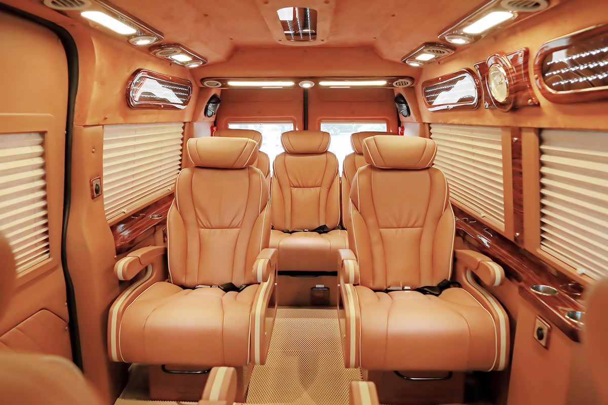 The car space is modern and luxurious